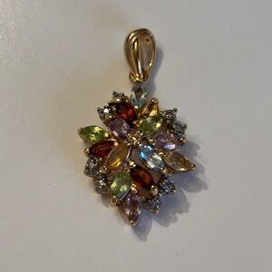 Beautiful Multicolor Gemstone Flower Pendant